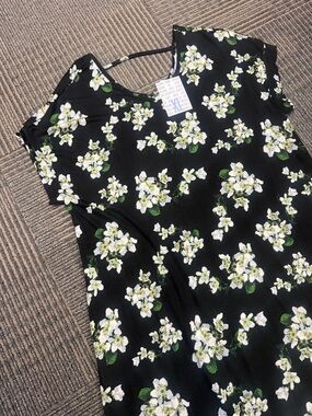 NWT LuLaRoe Macy Black Dress White Floral SZ XL